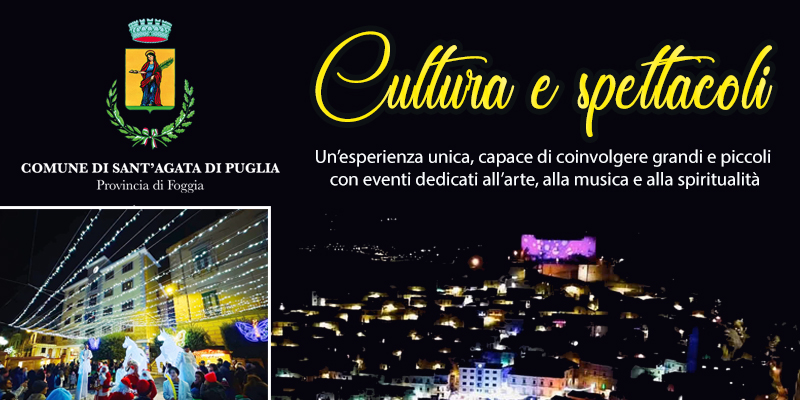 Sant’Agata di Puglia, il Natale si trasforma in un viaggio emozionante attraverso cultura e spettacolo.  Il Sindaco Bove: “Vi aspettiamo per celebrare insieme queste festività con note di speranza, gioia e tradizione”.
