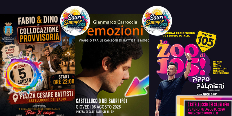 Castelluccio, il Sauri Summer 2026 entra nel vivo: oltre un mese di eventi tra musica, tradizioni e spettacoli.